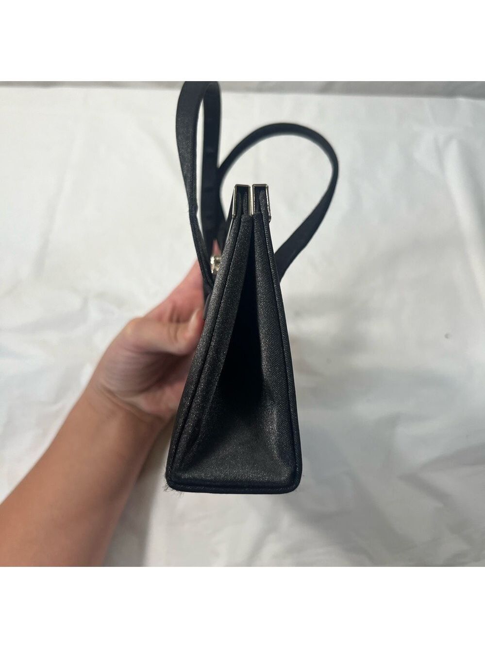 La Regale Small Black  Satin purse - Picture 2 of 7